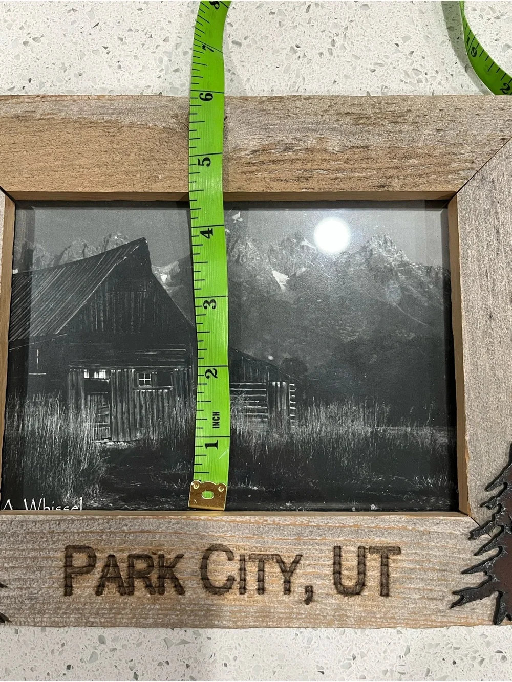 Handmade Weatherd Barn Wood & Forged Metal Park City, Utah 5 x 7 Picture Frame